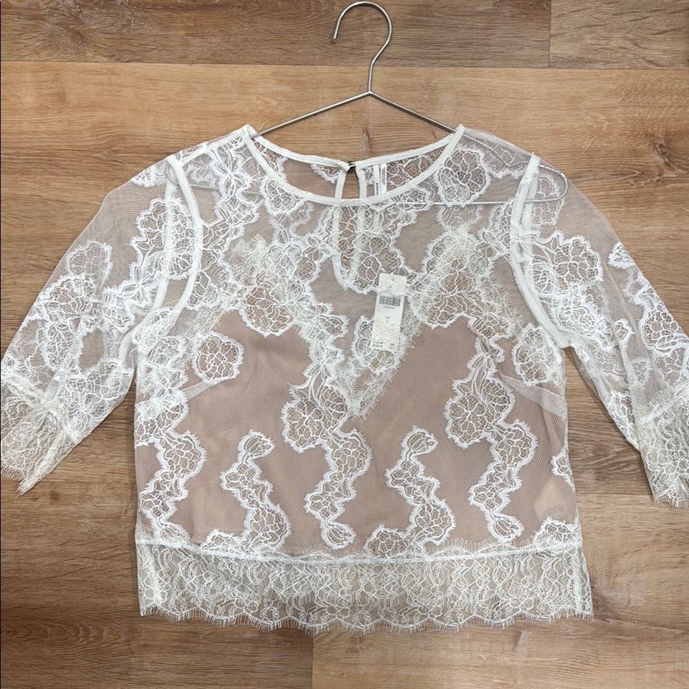 Anthropologie White Lace Blouse